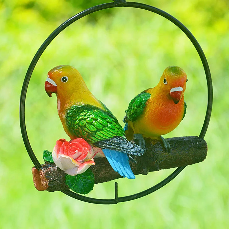 Creative Resin Parrot Hang On Tree Outdoor Garden Decoration Statue Animal