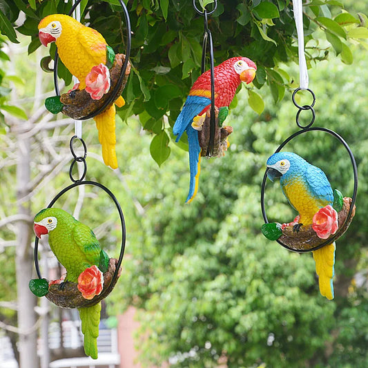 Creative Resin Parrot Hang On Tree Outdoor Garden Decoration Statue Animal