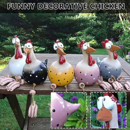 Funny Chicken Fence Decor Resin Statues Home Garden Farm Yard