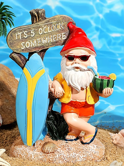 1pc Surfboard Gnome Ornament Summer Garden Ornament
